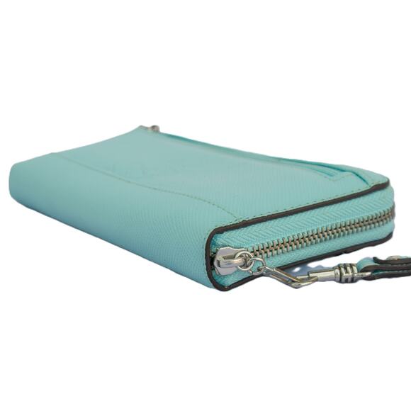 GUESS Katey Large Zip Around Wristlet Wallet Robin Egg Blue Faux Leather - Picture 5 of 7